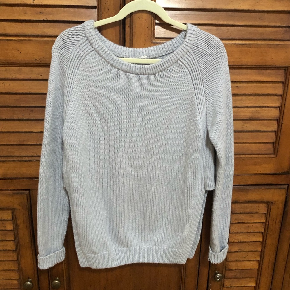 lululemon Women’s Light Blue/Gray Yin to You Merino Wool Sweater-Size 8/Medium